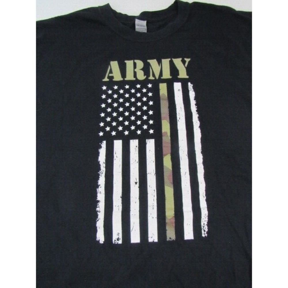 Gildan Army Black T-Shirt Graphic Flag 4XL